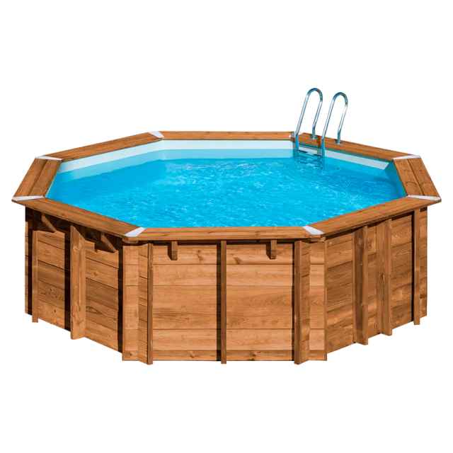 Piscina octogonal de madera Gre Sunbay Vasto. Ø 428×136 cm.